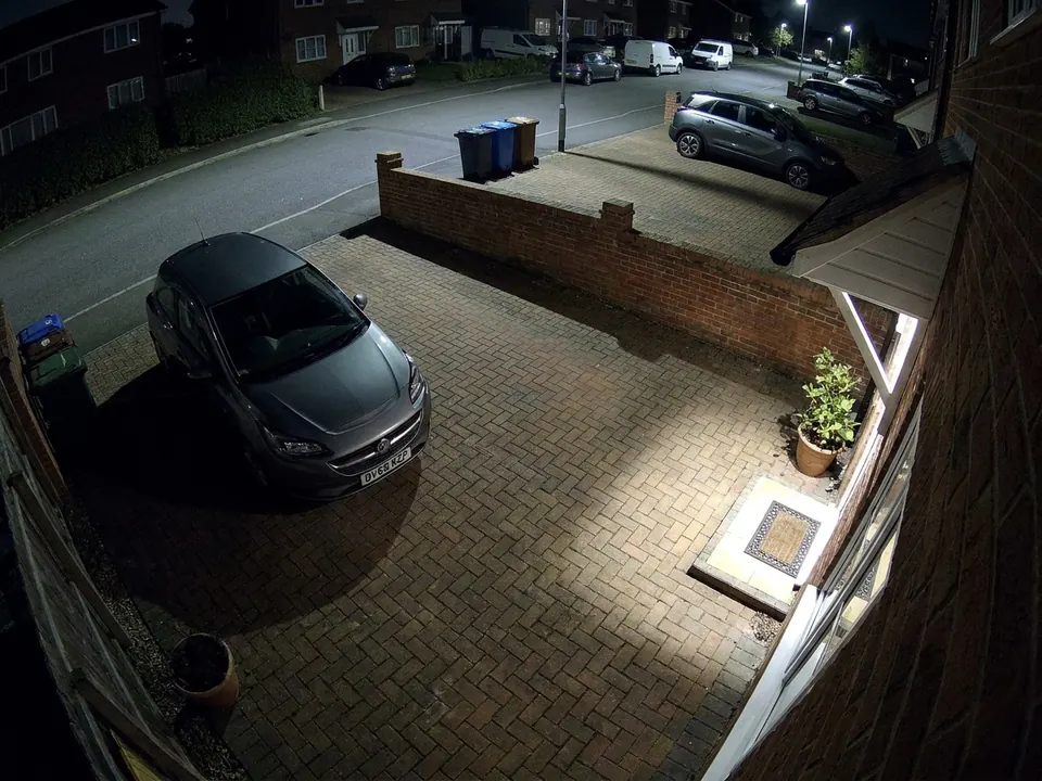 Driveway as a night security camera, with the people removed