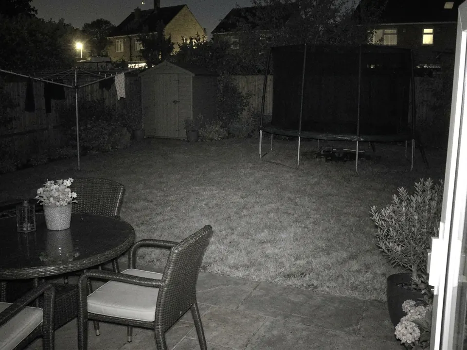 Back garden as a night security camera, with the people removed